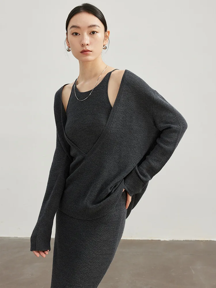 Outono e Inverno Novo French Knitting Set Dress das Mulheres Early Autumn New Wool Sling Dress Top Two Piece Set Mulheres
Outono e Inverno Novo French Knitting Set Dress das Mulheres Early Autumn New Wool Sling Dress Top Two Piece Set Mulheres