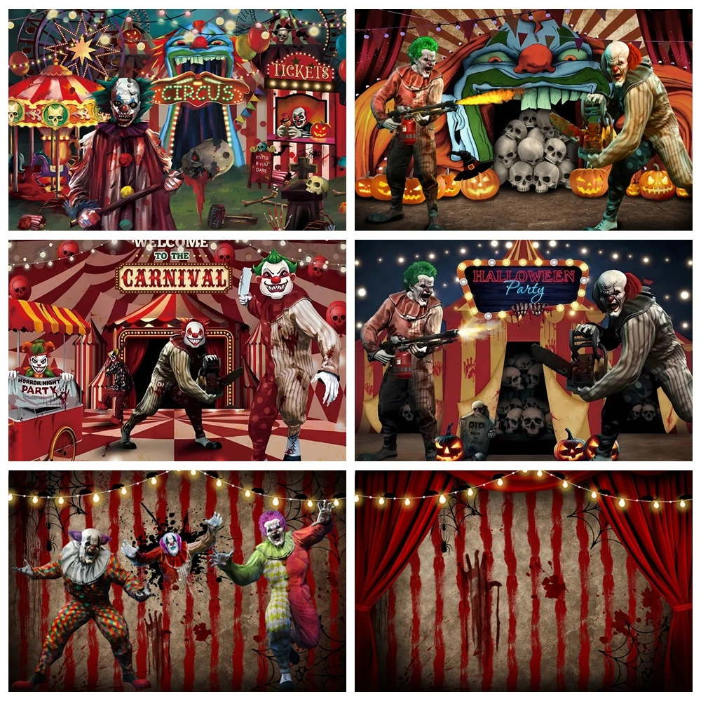 Halloween Circus Theme Party Photography Background Evil Clown Play Show Zombie Blood Kids Portrait Photocall Backdrop Decor
Halloween Circus Theme Party Photography Background Evil Clown Play Show Zombie Blood Kids Portrait Photocall Backdrop Decor