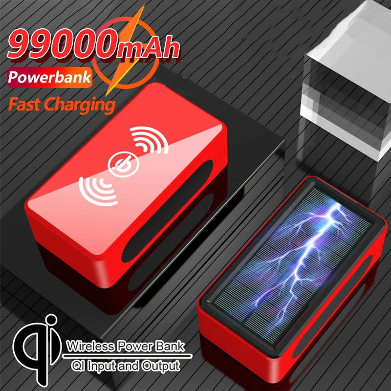 99000mAh Qi Solar Wireless Charging Power Bank Portable Outdoor Fast Charging with Digital Display LED Light for Xiaomi Iphone
99000mAh Qi Solar Wireless Charging Power Bank Portable Outdoor Fast Charging with Digital Display LED Light for Xiaomi Iphone