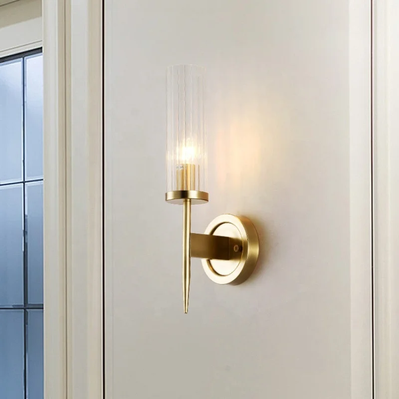 Vintage Antique Brass Light Wall Lamp Indoor Sconce Lighting Fixture with Cylindrical Clear Glass
Vintage Antique Brass Light Wall Lamp Indoor Sconce Lighting Fixture with Cylindrical Clear Glass