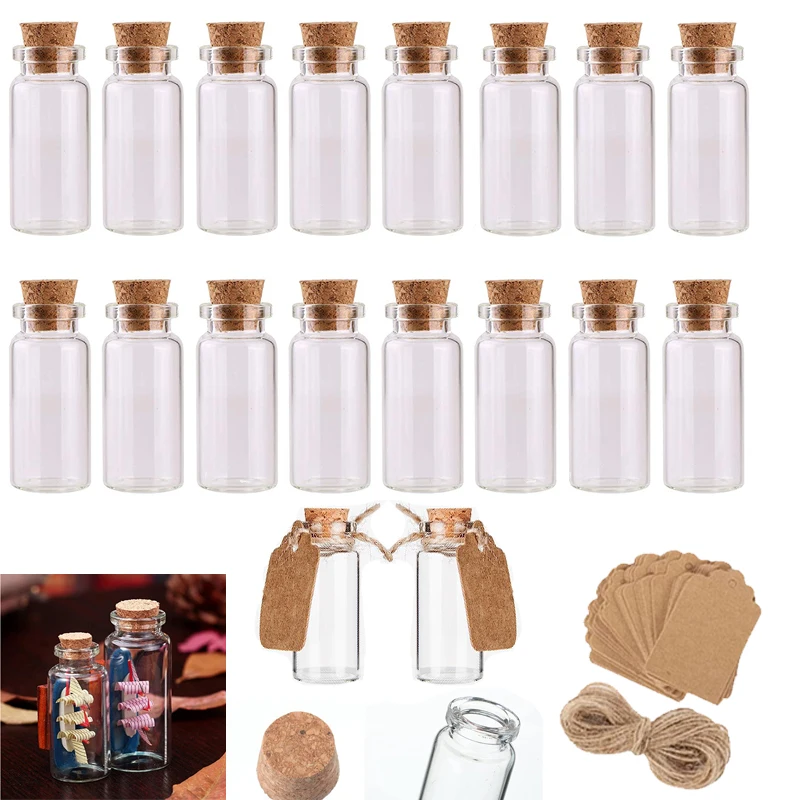 

50PCS 5ml-30ML Small Gravel Bottle Set Gadgets Mini Wishing Vials with Corks Message Bottles For Wedding Favors Wind Chime Decor