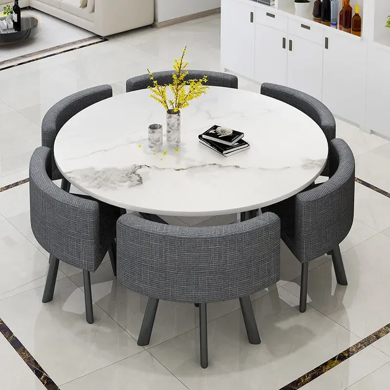 Simple commercial store negotiation reception home 6 people round dining table and chair combination комбинация обеденного стола
Simple commercial store negotiation reception home 6 people round dining table and chair combination комбинация обеденного стола