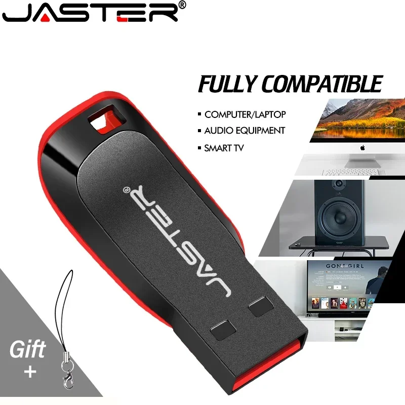 

JASTER USB 2.0 Flash Drives 64GB Plastic Pen drive Free Custom Logo 32GB 16GB Black Memory Stick Creative gift Waterproof U Disk