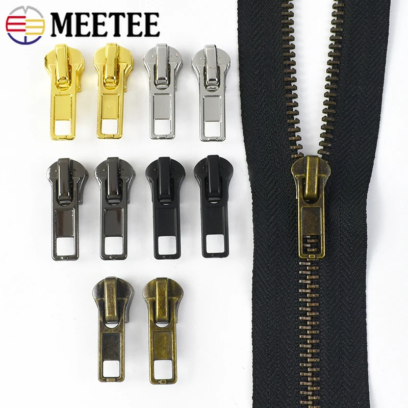 

10/20pcs Meetee 3# 5# Zipper Slider for Metal Zippers Bag Purse zips Head Puller Jackets Coat Zips Repair Kit Sewing Accessories