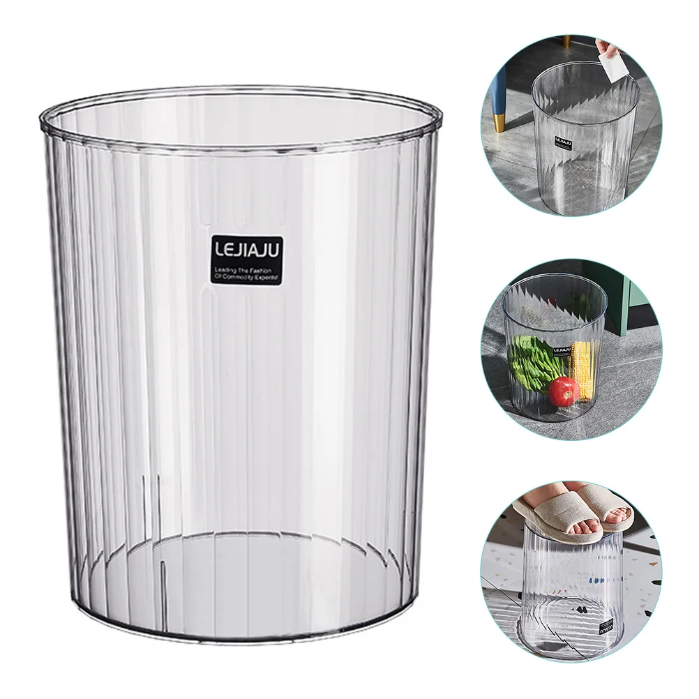 

Zerodeko Small Trash Can Clear Garbage Can Plastic Waste Basket Bathroom Bedroom Decorative Container Bin Convenient Trash