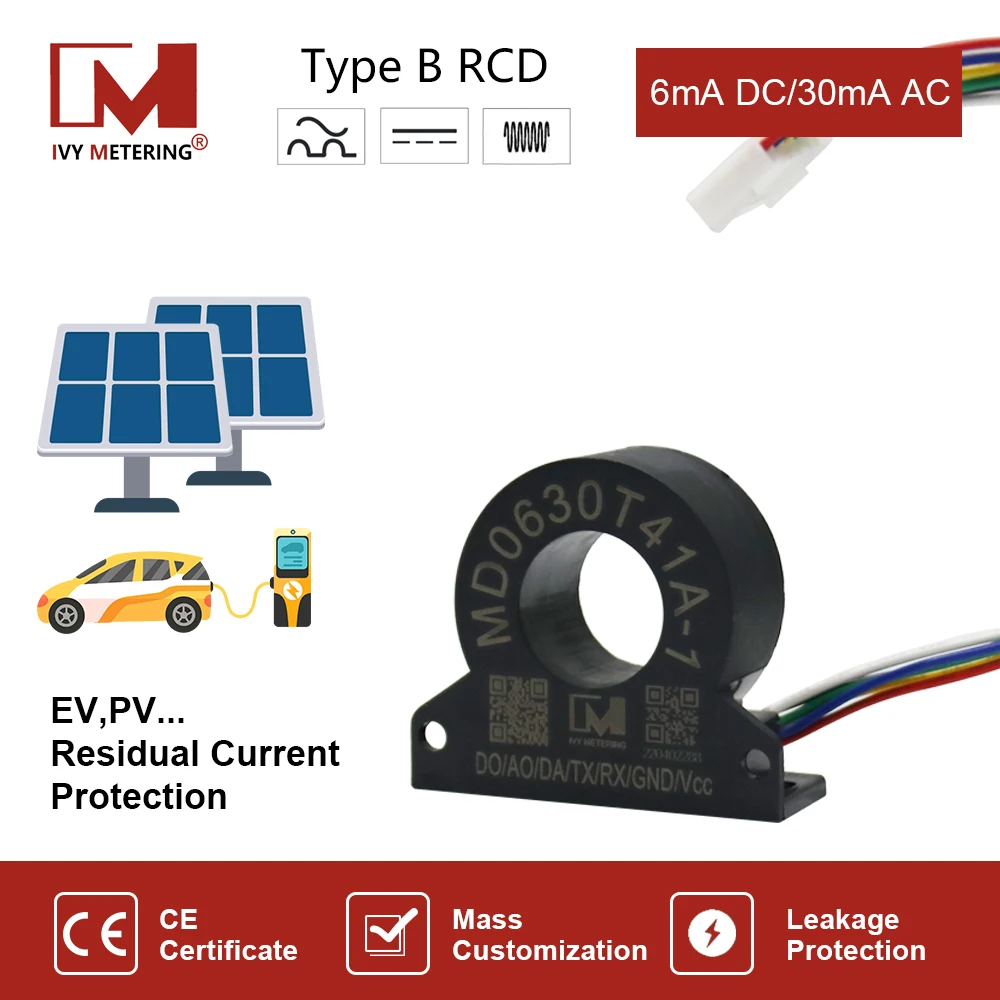 

EVSE 6mA DC 30mA AC RCD Device Type B Leakage Detection EV Residual Current Sensor