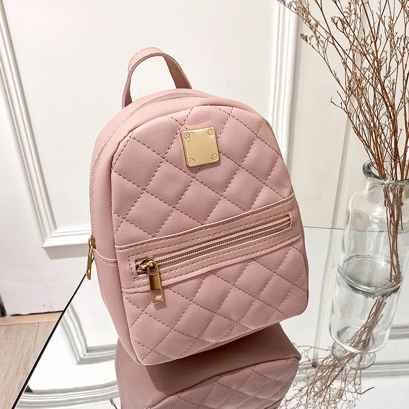 

Mini Quilted Fashion Backpack Lightweight Minimalist Purse Diamond Embroidery Girls Small Backpack Women's Backpack