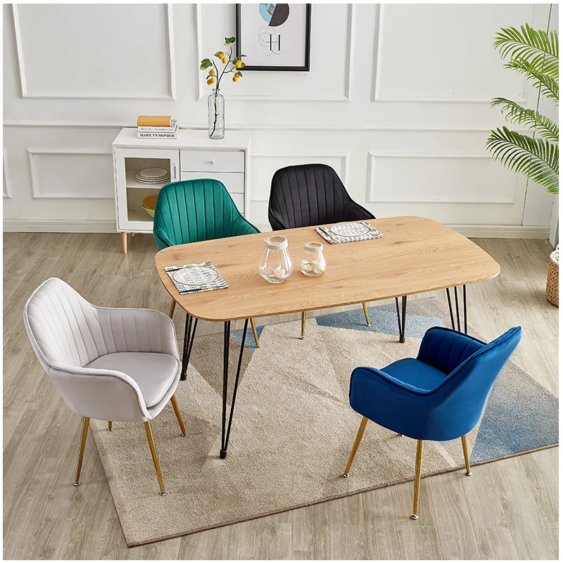 

Nordic velvet Dining chair restaurant furniture Relax living room Cafe soft Armchair luxury makeup backrest Stool home furniture