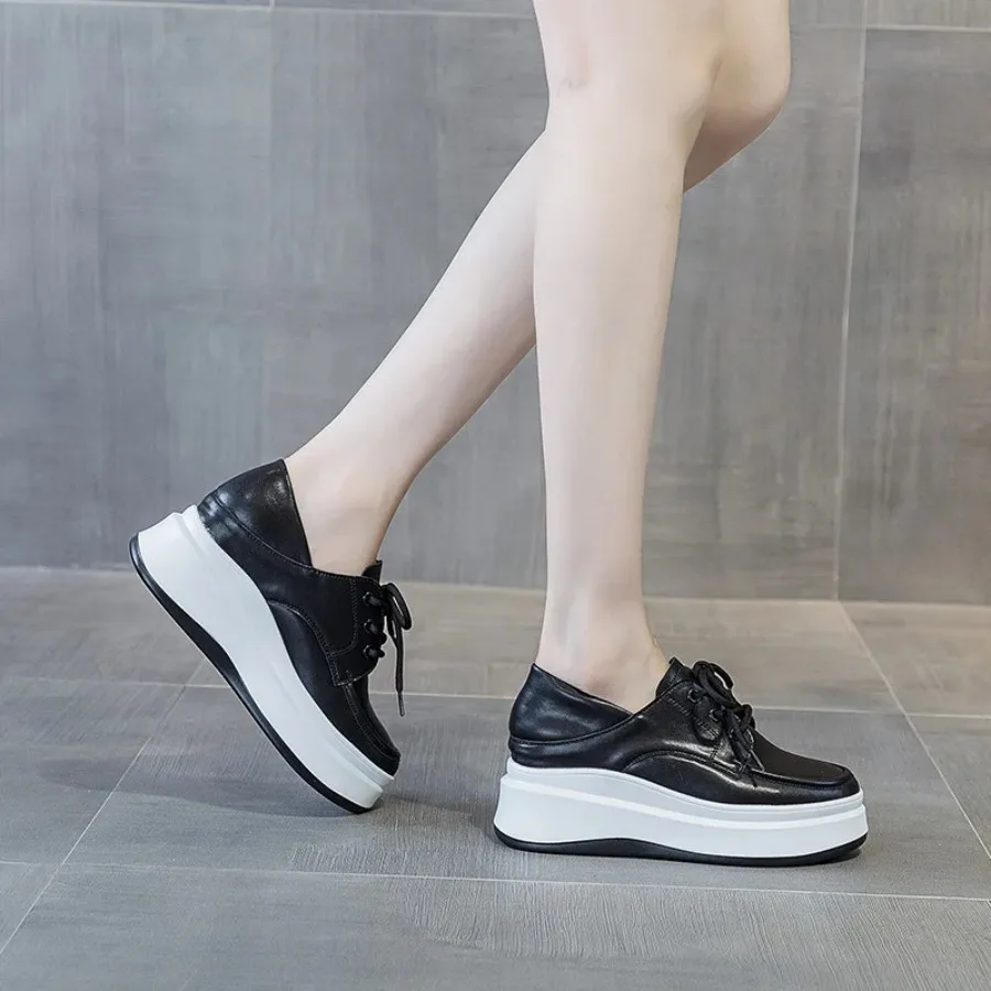 

Krasovki 7.5cm Microfiber Chunky Women Breathable Vulcanize Comfy Fashion Slipper Platform Wedge Sneakers Causal Walking Shoes