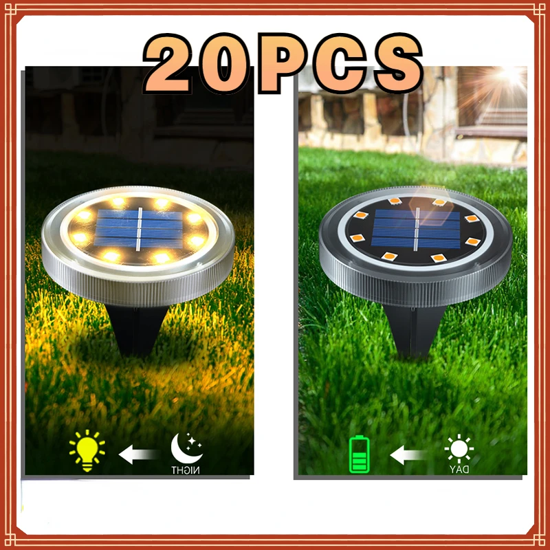 

Solar Powered Ground Lights IP65 Waterproof Outdoor LED Disk for Garden Non-Slip Landscape Path Lighting Patio Lawn