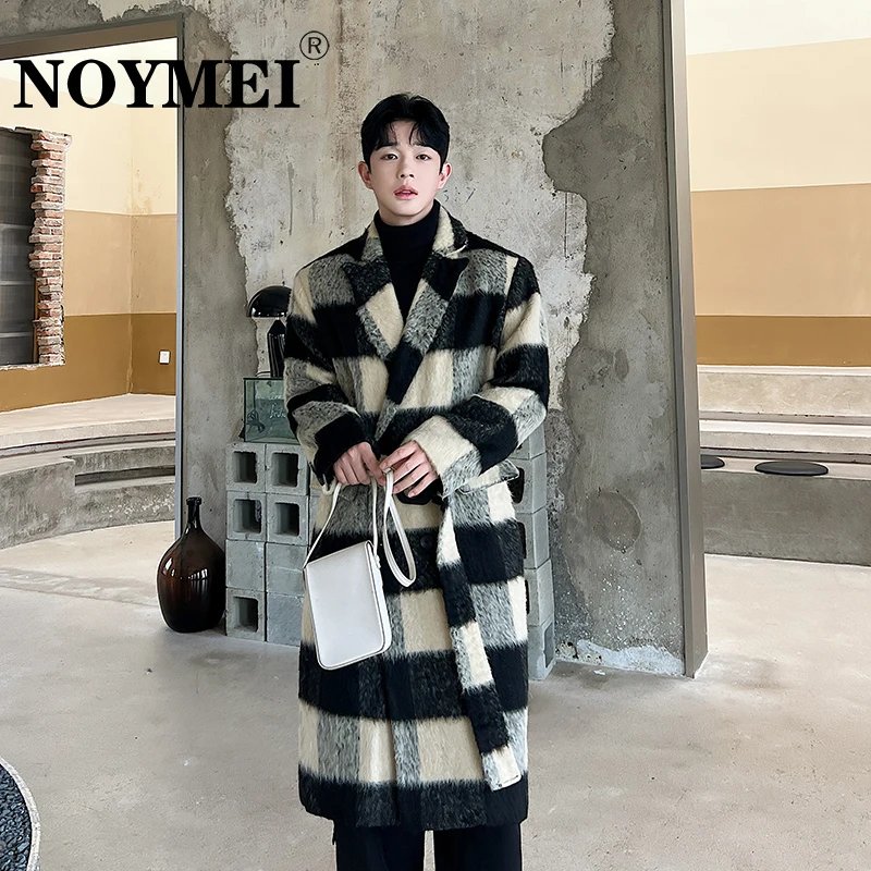 

Шерстяное пальто NOYMEI, мужской осенне-зимний Тренч, утепленная ветровка выше колена в Корейском стиле, модный тренд WA3106