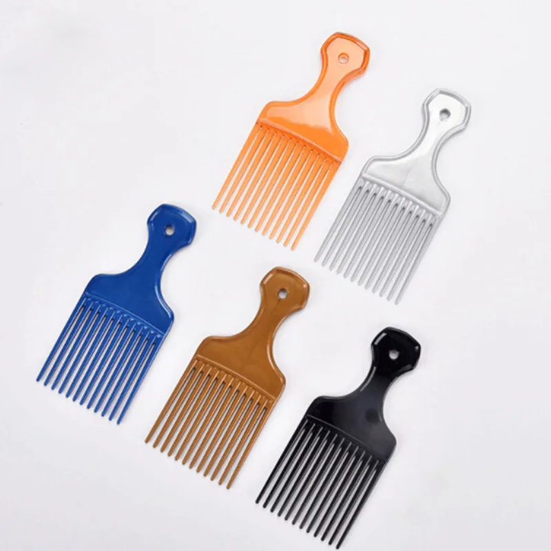 

1 Pc Wide Teeth Brush Pick Comb Fork Hairbrush Insert Hair Pick Comb Plastic Gear Comb For Curly Afro Hair Styling Tools