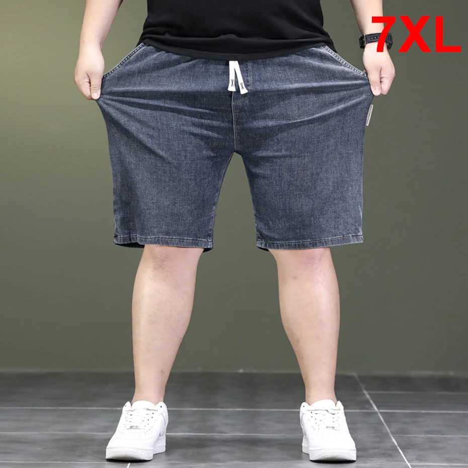 

Solid Color Denim Shorts Men Jeans Plus Size 7XL Fashion Casual Summer Stretchy Shorts Male Big Size 7XL