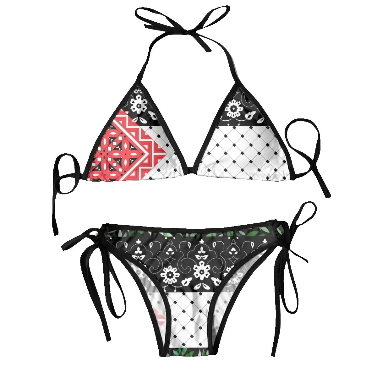 

Womens Swimwear Two Piece Vacation Outfits 2024 Bikinis Sets PALESTINE Flag Olives