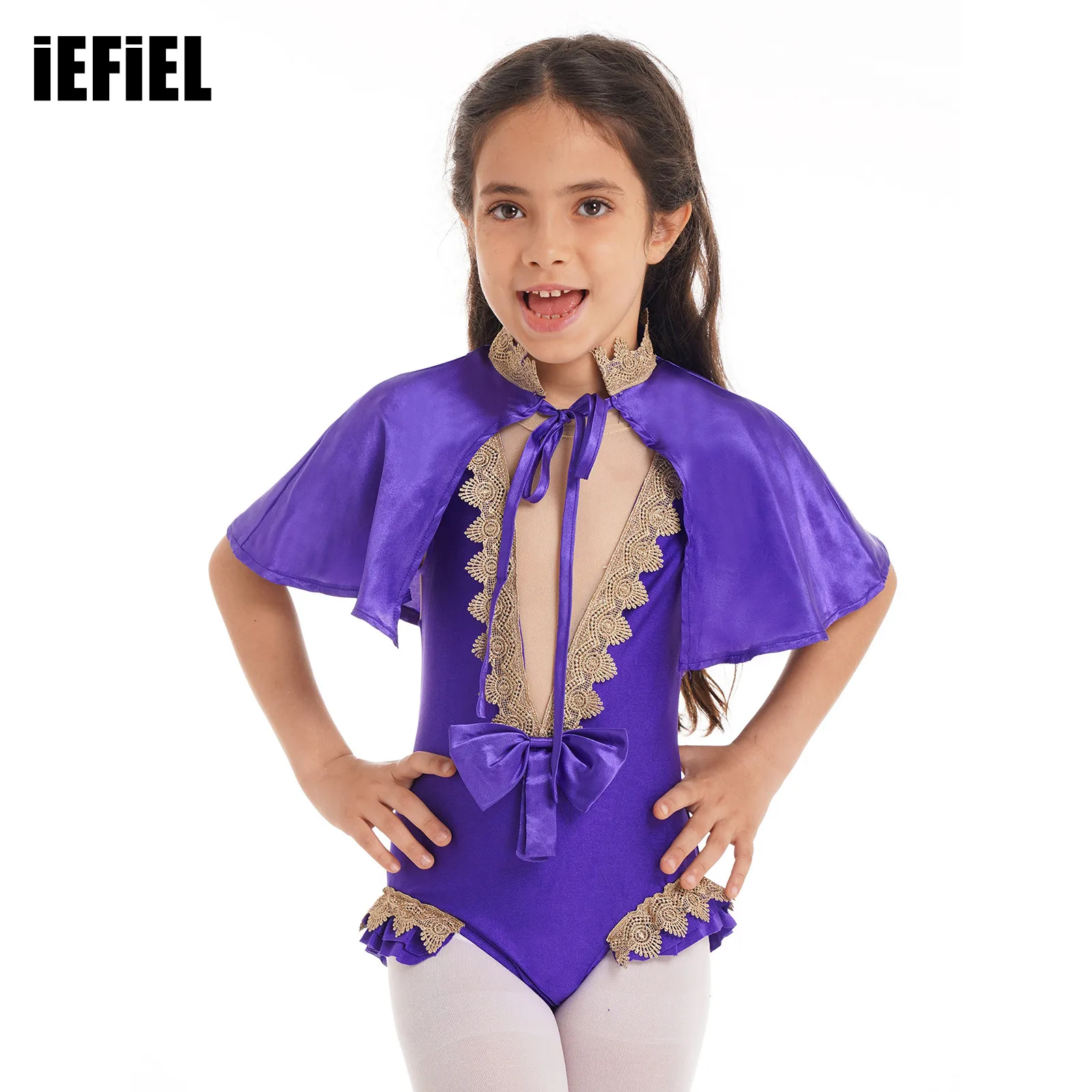Kids Girls Keyhole Back Mesh Patchwork Set Show Costume Sleeveless Gold Braid Trimming Leotard Bodysuit with Cloak Set
Kids Girls Keyhole Back Mesh Patchwork Set Show Costume Sleeveless Gold Braid Trimming Leotard Bodysuit with Cloak Set
