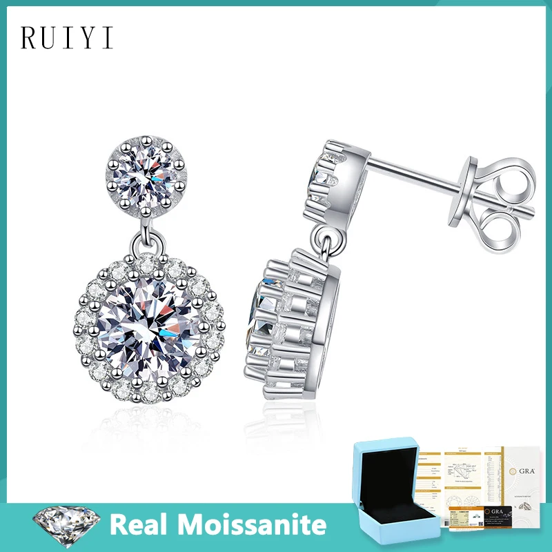 S925 Sterling Silver Round Bag Moissanite Diamond Drop Earrings for Women Wedding Party Luxury Fine Jewelry D Color 1CT With GRA
S925 Sterling Silver Round Bag Moissanite Diamond Drop Earrings for Women Wedding Party Luxury Fine Jewelry D Color 1CT With GRA