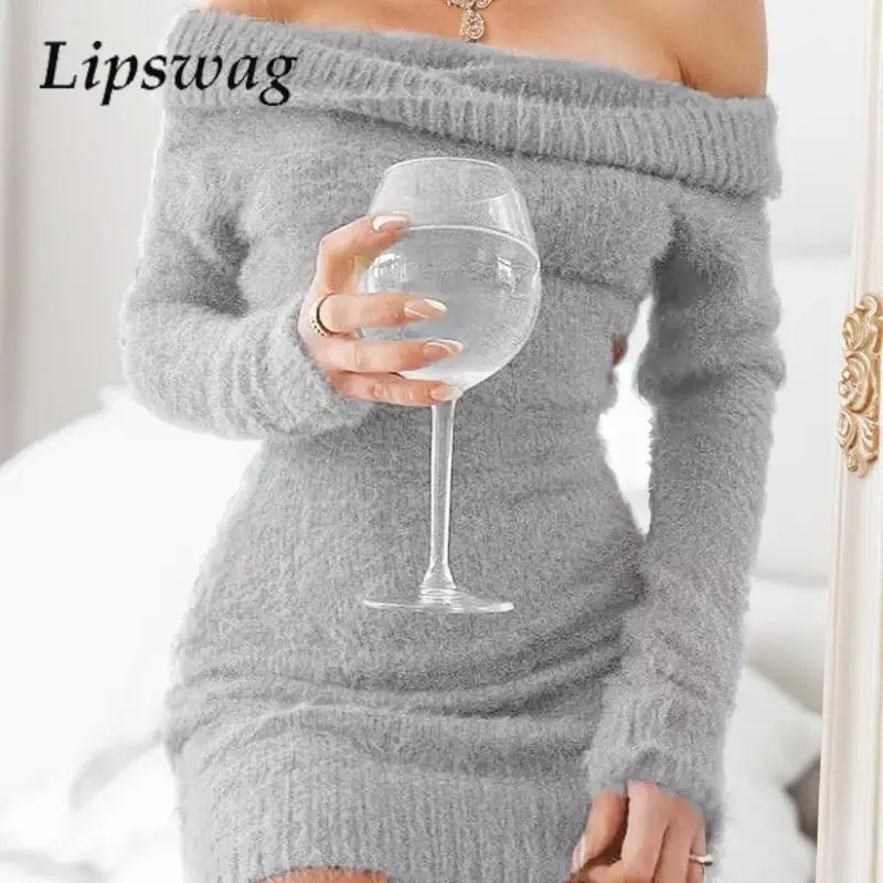 Stylish Sweet Long-Sleeved Mini Dress Winter Knitted Sweater Hip-Wrap Dress Sexy Off Shoulder Long-Sleeved Slash Neck Slim Dress
Stylish Sweet Long-Sleeved Mini Dress Winter Knitted Sweater Hip-Wrap Dress Sexy Off Shoulder Long-Sleeved Slash Neck Slim Dress