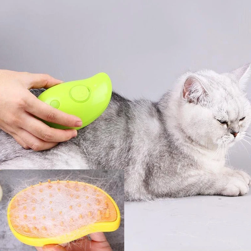 

Cat Steam Brush Kitten Pet Comb Electric Spray Water Spray Soft Silicone Depilation Dog Hair Brush Bath Grooming Supplies