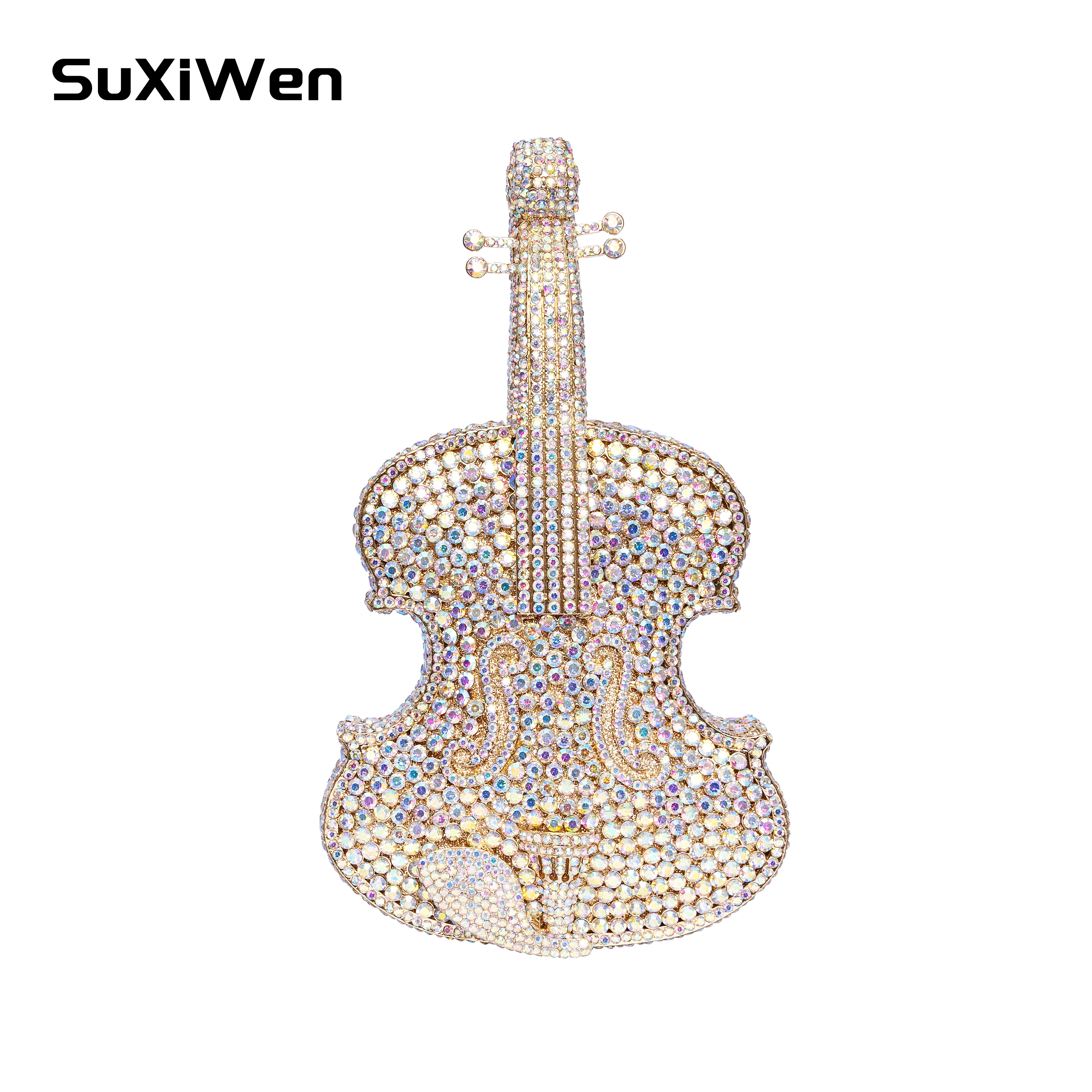 

Luxury Pop Violin Crystal Evening Bags Party Handbags Diamond Clutch Bags Banquet Pouches Wedding Day Clutches