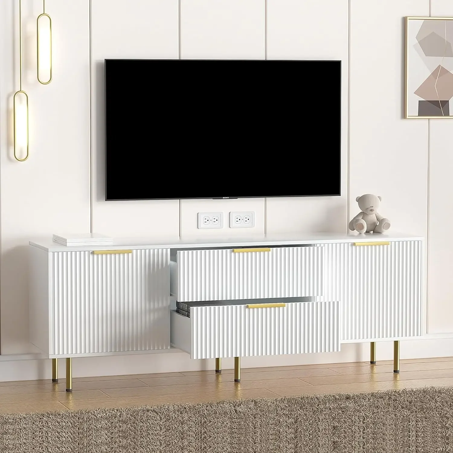 Mid Century Modern TV Stand for 65+ Inch TV, Entertainment Center with Storage & 2 Large Drawers, Wood TV Console Table
Mid Century Modern TV Stand for 65+ Inch TV, Entertainment Center with Storage & 2 Large Drawers, Wood TV Console Table