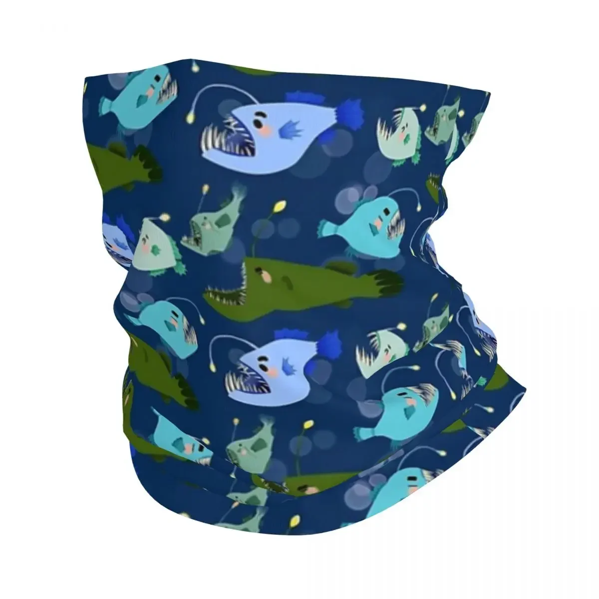 

Забавная сине-зеленая Бандана с рисунком рыбьего океана Anglerfish, Шейная маска с принтом, шарф, Теплый головной убор для занятий спортом на открытом воздухе