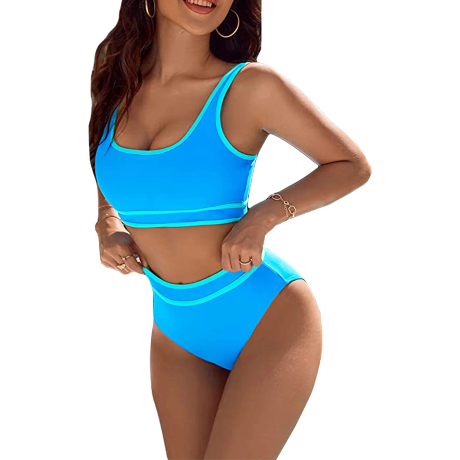 Summer Women's Bikini Swimsuit Sexy Slim Sleeveless U Neck Cropped Tank Tops Casual High Waist Tight Briefs Thong Bikini Sets
Summer Women's Bikini Swimsuit Sexy Slim Sleeveless U Neck Cropped Tank Tops Casual High Waist Tight Briefs Thong Bikini Sets