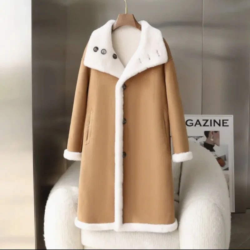 Winter Fashion New Mid Length Thickened and Warm Two Sided Lamb Suede Contrast Fur One Piece Fur Coat Women's Trend
Winter Fashion New Mid Length Thickened and Warm Two Sided Lamb Suede Contrast Fur One Piece Fur Coat Women's Trend