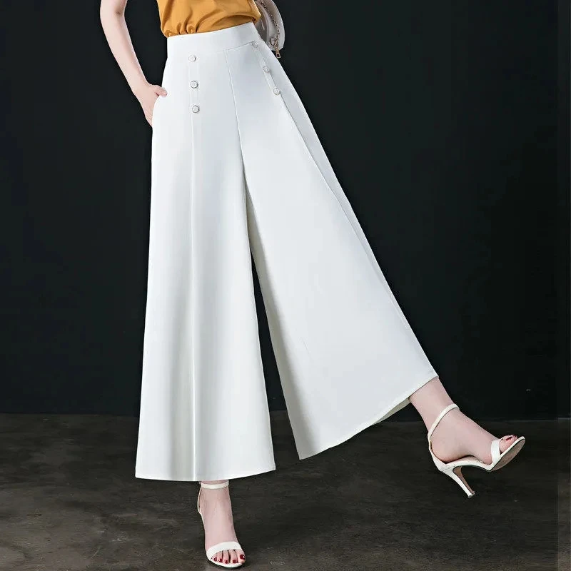 Summer Loose High Waist Women Trousers Casual Solid Color Chiffon Pants Ladies Wide Leg Ankle-Length Pants Black White Pants 3XL
Summer Loose High Waist Women Trousers Casual Solid Color Chiffon Pants Ladies Wide Leg Ankle-Length Pants Black White Pants 3XL