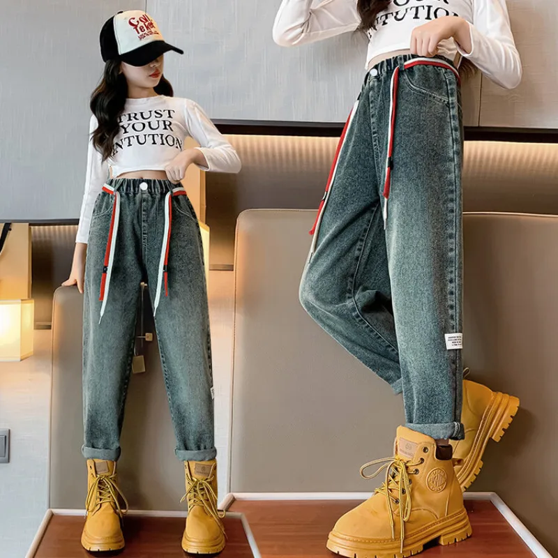 New Kids Jeans Girls Autumn Loose Pants for Children 5 6 7 8 9 10 11 12 13 Years Blue Teenage School Kids Casual Denim Trousers
New Kids Jeans Girls Autumn Loose Pants for Children 5 6 7 8 9 10 11 12 13 Years Blue Teenage School Kids Casual Denim Trousers