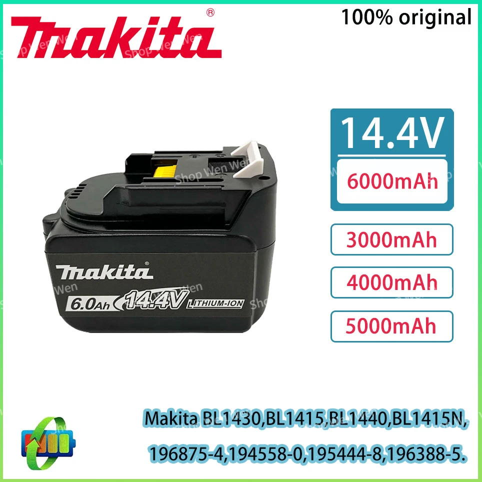 Makita 14.4V 6.0AH Rechargeable Lithium-ion Battery LED Indicator for BL1430 BL1415 BL1440 196875-4 194558-0 195444-8
Makita 14.4V 6.0AH Rechargeable Lithium-ion Battery LED Indicator for BL1430 BL1415 BL1440 196875-4 194558-0 195444-8