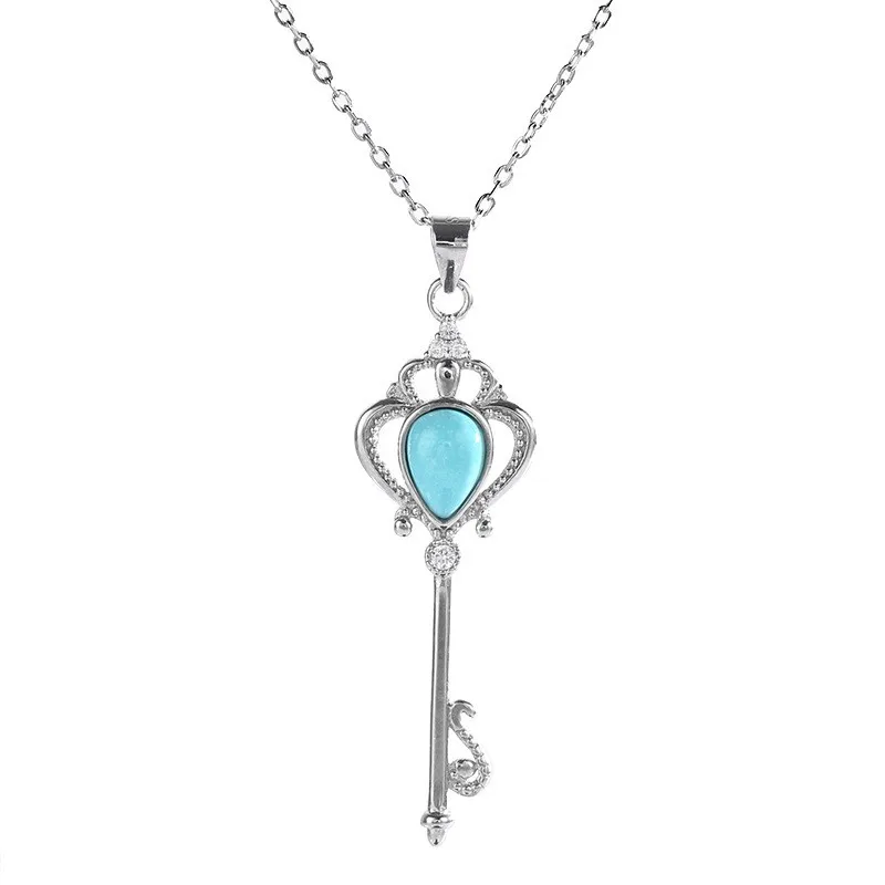 XL38 ZFSILVER S925 Sterling Silver Fashion Trendy Luxury Waterdrop Turquoise Crown Key Necklace For Girls Women Wedding Jewelry
XL38 ZFSILVER S925 Sterling Silver Fashion Trendy Luxury Waterdrop Turquoise Crown Key Necklace For Girls Women Wedding Jewelry