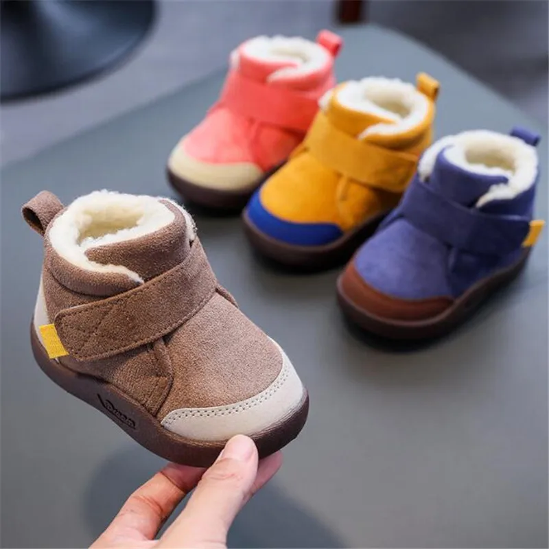 

2022 Winter Baby Girls Boys Boots Infant Toddler Snow Boots Warm Plush Outdoor Boots Soft Bottom Non-slip Kids Cotton Shoes
