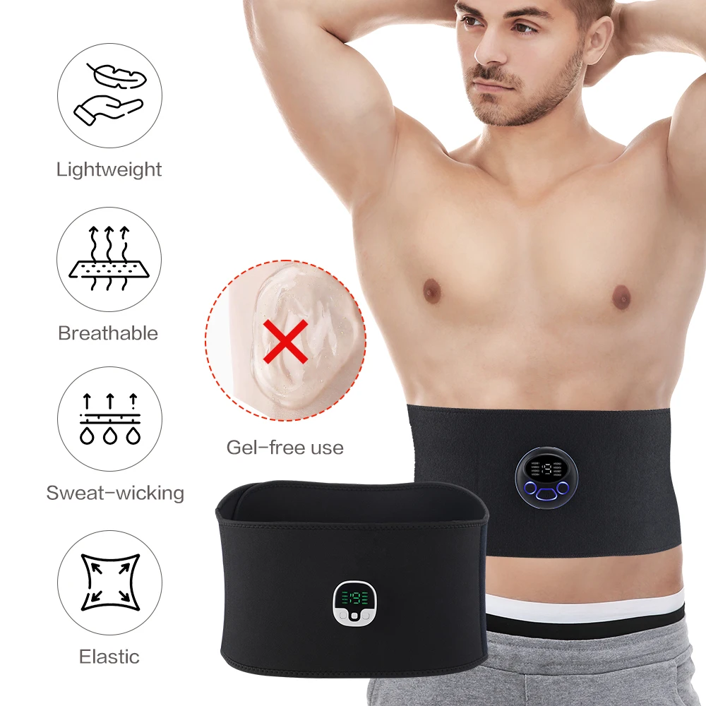 

EMS Muscle Stimulator Abs Abdominal Trainer Toning Belt USB Recharge Body Belly Weight Loss Home Gym Fitness Equiment Unisex