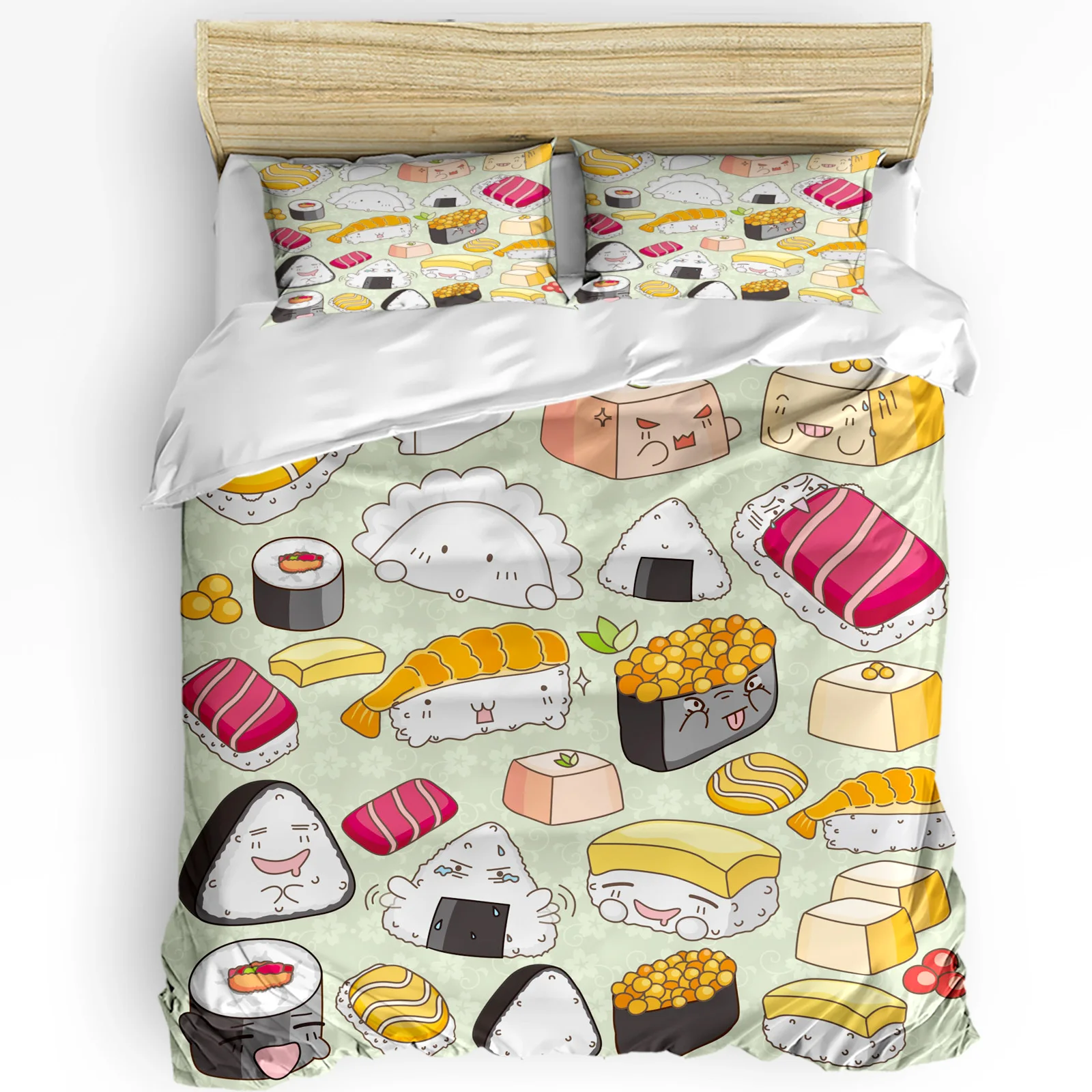 

Sushi Cartoon Japanese Culture Delicious Food Bedding Set 3pcs Duvet Cover Pillowcase Quilt Cover Double Bed Set Home Textile