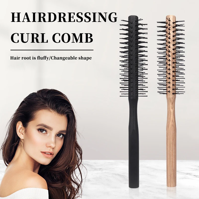 Black / Brown Nylon Thin Wooden Handle Fluffy Curly Hair Roller Round Brush Hair Detangling Styling Comb For Women Men
Black / Brown Nylon Thin Wooden Handle Fluffy Curly Hair Roller Round Brush Hair Detangling Styling Comb For Women Men