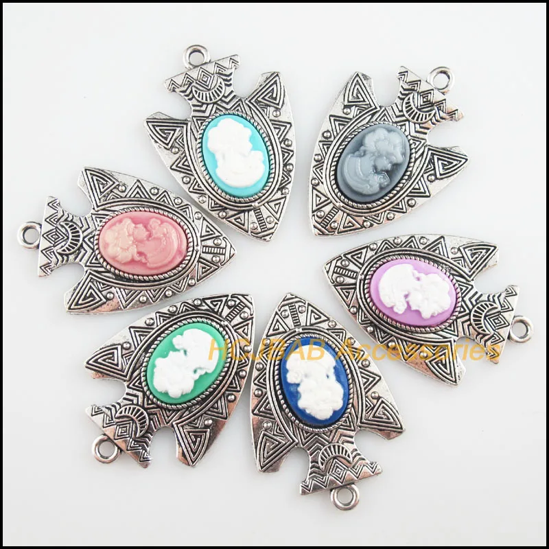 Fashion New 6Pcs Tibetan Silver Tone Retro Shield Beauty Mixed Resin Charms Pendants 31x46mm
Fashion New 6Pcs Tibetan Silver Tone Retro Shield Beauty Mixed Resin Charms Pendants 31x46mm