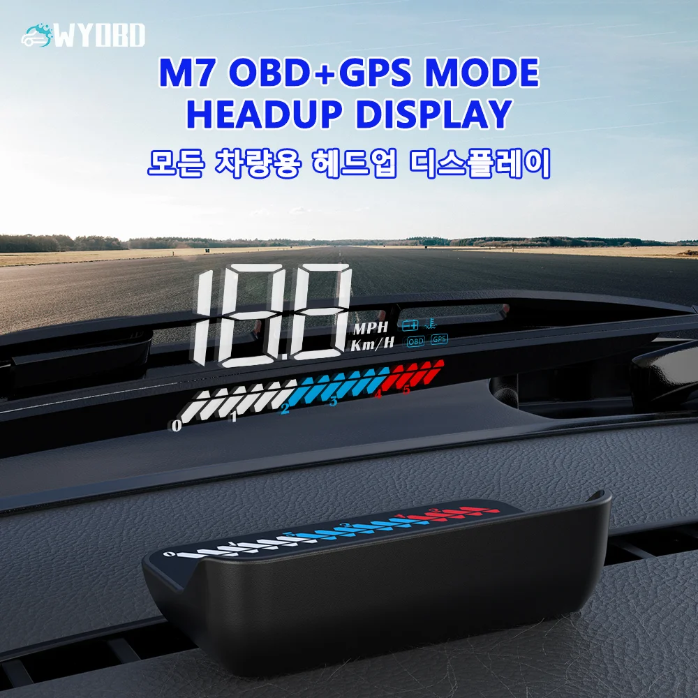 

WYOBD M7 Head Up Display Car HUD OBD OBD2 GPS Digital Speedometer Windshield Projector Auto Accessories On-board Computer