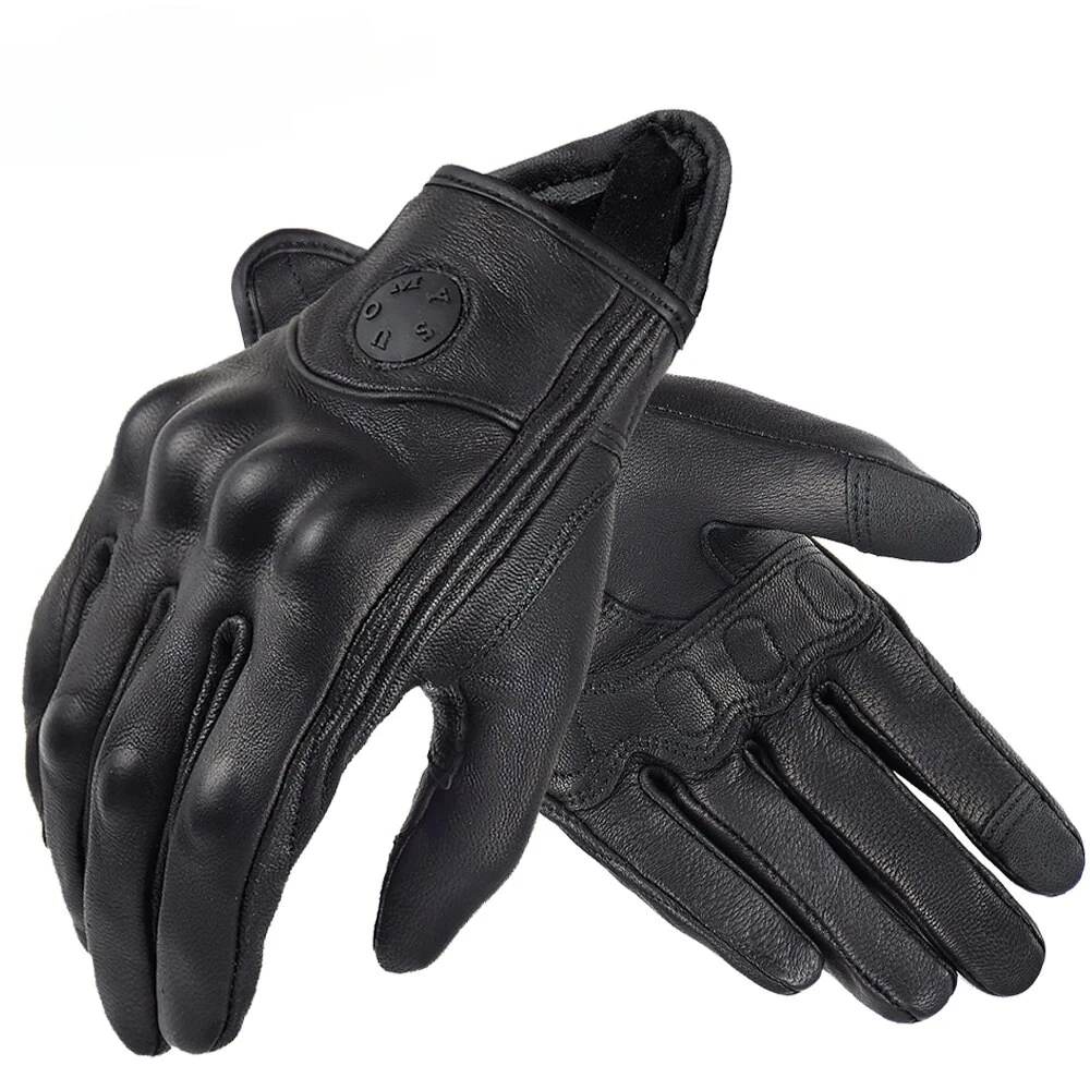 

Suomy Vintage Leather Motorcycle Gloves Full Finger Motorbike Equipment Women Men Black ATV Rider Sports Protect Glove Guantes
