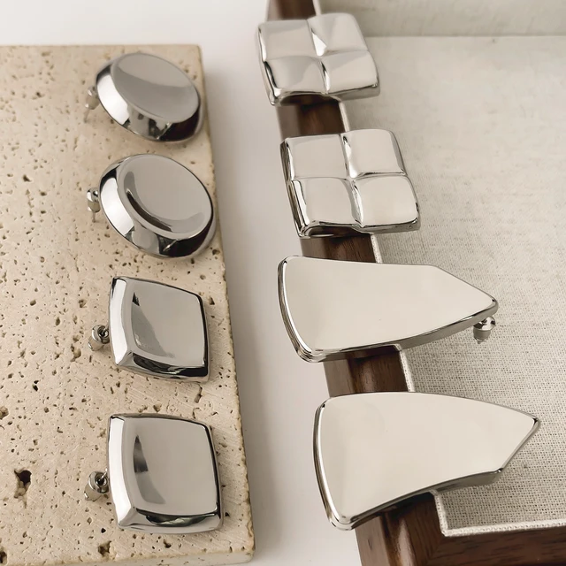 Peri'sbox-Boucles d'Oreilles Géométriques Plaquées Argent pour Femme, Boucles d'Oreilles Circulaires Carrées, Déclaration Punk, ix, Accessoires de Mode, Exagéré 2