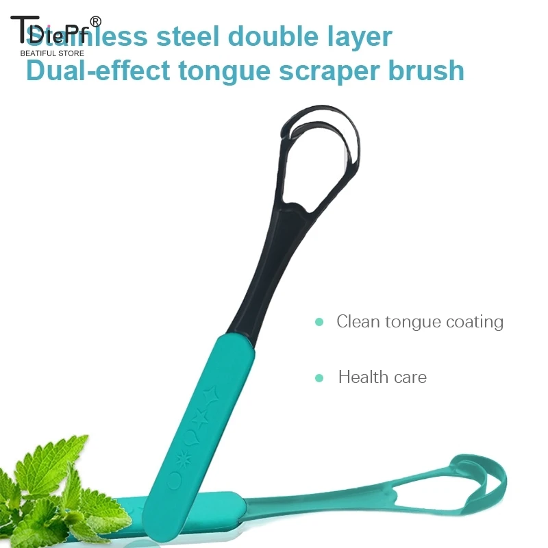 

Double Layer Tongue Scraper Silicone Tongue Scraper Brush Cleaning Food Grade Single Oral Care To Keep Fresh Breath Oral Health