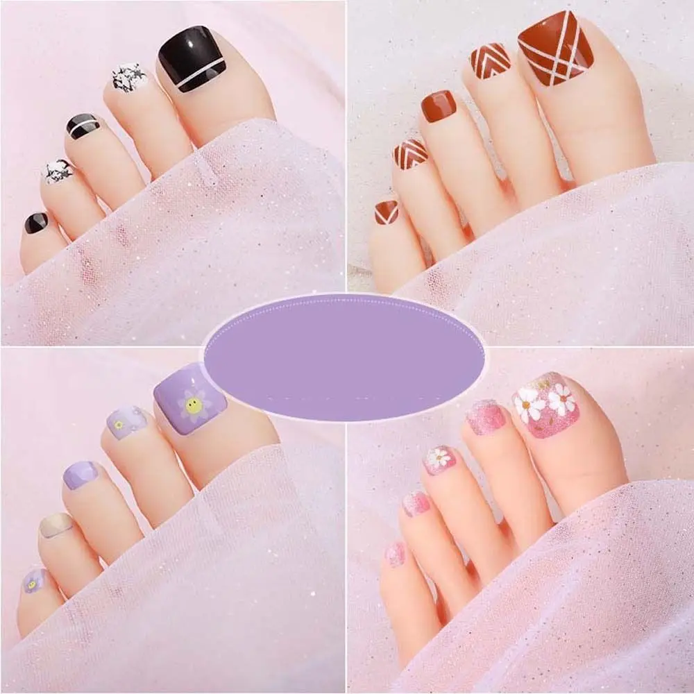 

22tips/sheet Toe Nail Stickers Waterproof Fashion Toe Nail Wraps Nail Art Full Cover Adhesive Foil Stickers Manicure Decals