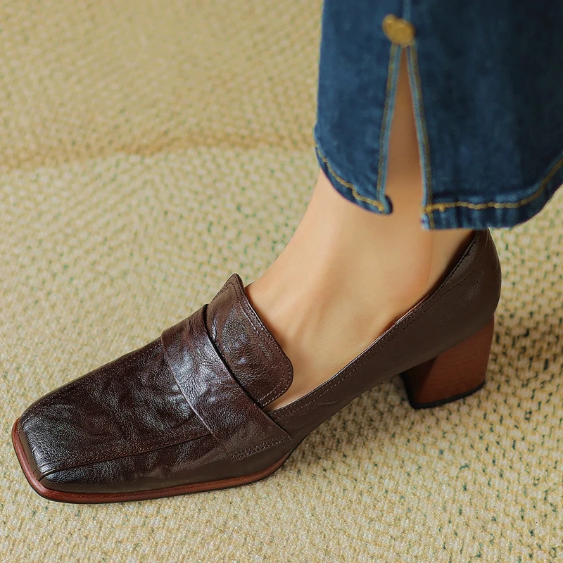 Women's New Spring and Autumn Square Head Vintage Genuine Leather Sheepskin Comfortable and Simple High Heel Oxford Single Shoes
Women's New Spring and Autumn Square Head Vintage Genuine Leather Sheepskin Comfortable and Simple High Heel Oxford Single Shoes