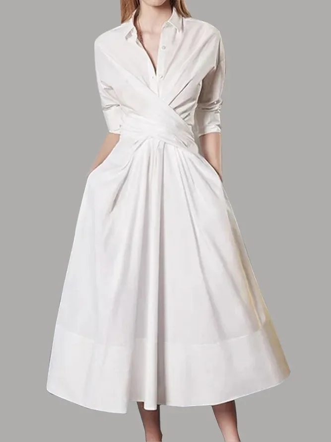 Formal Dresses for Women 2023 Spring Summer Lapel Solid Strap Long Sleeve White Dress Women Clothing Streetwear Evening Dresses
Formal Dresses for Women 2023 Spring Summer Lapel Solid Strap Long Sleeve White Dress Women Clothing Streetwear Evening Dresses