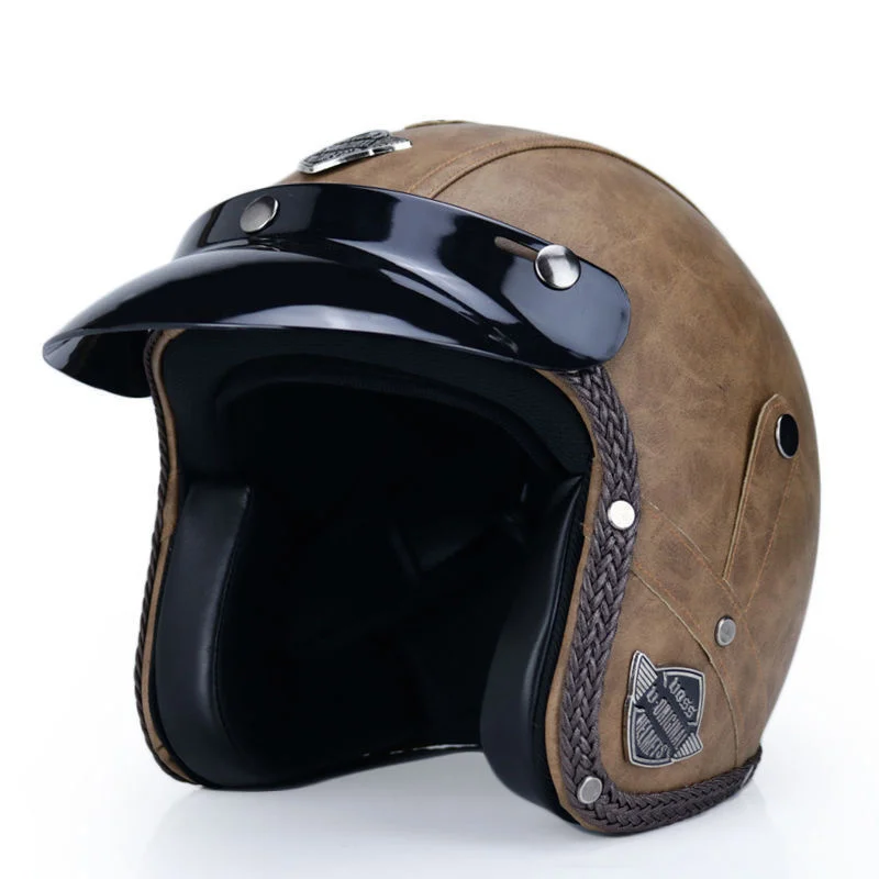Motorcycle Helmet Chopper capacete DOT approved Open Face 3/4 PU Leather Motorbike Helm half face Retro Moto Bike
Motorcycle Helmet Chopper capacete DOT approved Open Face 3/4 PU Leather Motorbike Helm half face Retro Moto Bike