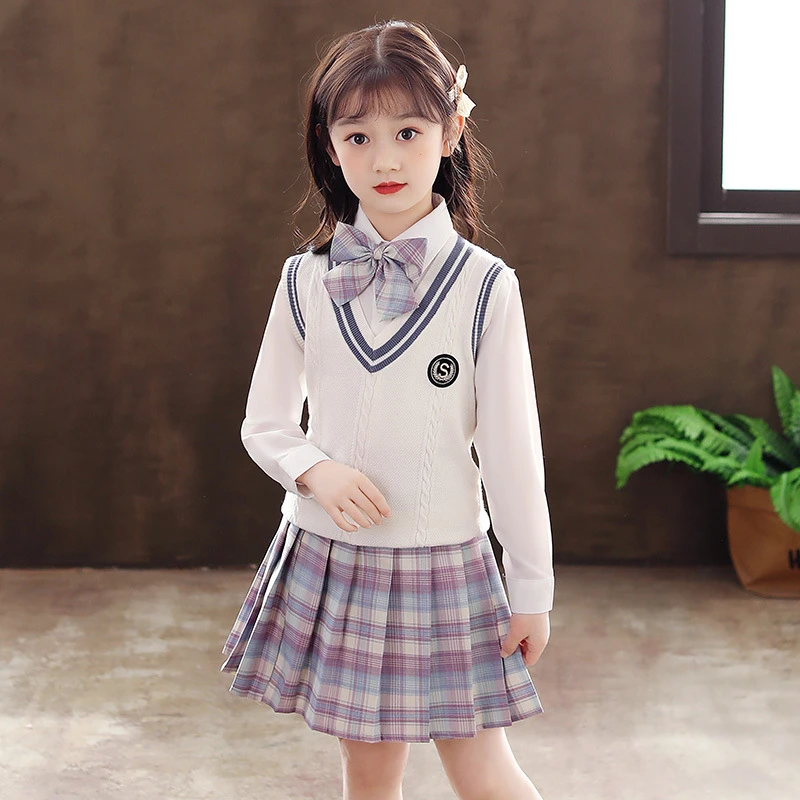 Girls JK Uniform Outfit Fall Winter Youth Children College Style Student Sleeveless Knitted Vest + Shirt+ Pleated Skirt 3pcs Set
Girls JK Uniform Outfit Fall Winter Youth Children College Style Student Sleeveless Knitted Vest + Shirt+ Pleated Skirt 3pcs Set