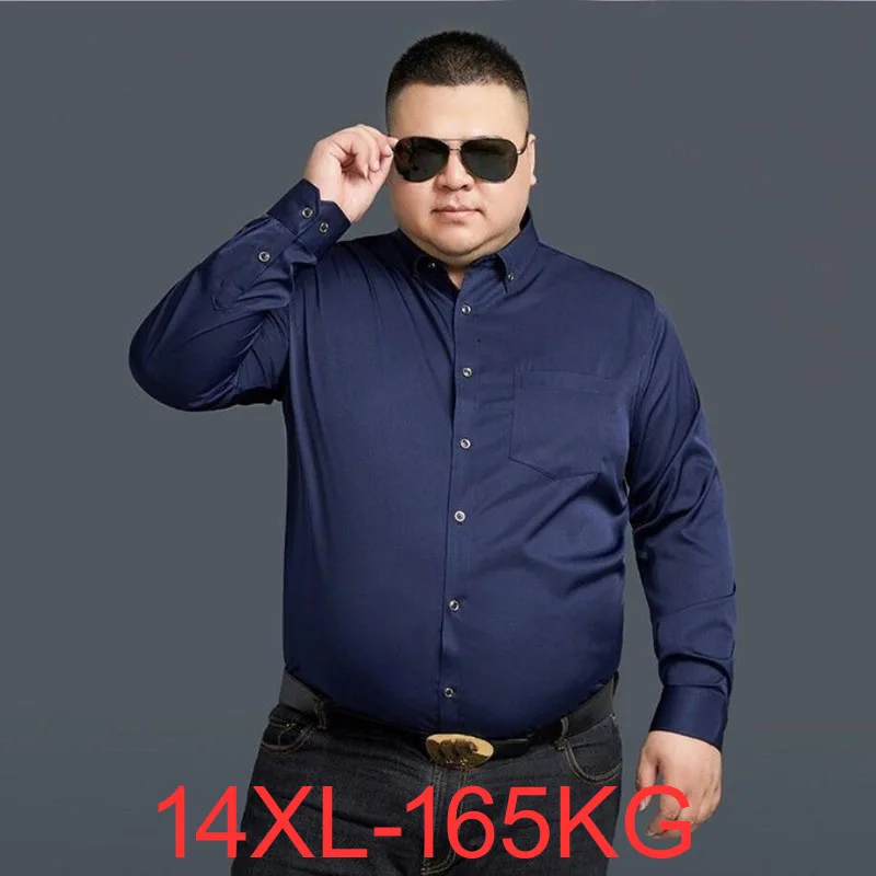 Autumn Spring Men Shirt Long Sleeve Black Blue Business formal oversize Large Size 10XL 12XL 14XL office dress wedding Shirt 70
Autumn Spring Men Shirt Long Sleeve Black Blue Business formal oversize Large Size 10XL 12XL 14XL office dress wedding Shirt 70