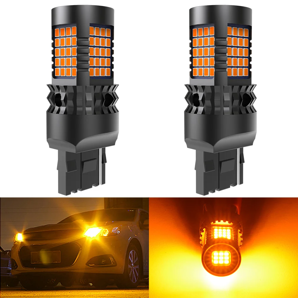 

2Pcs WY21W 7440NA LED Canbus T20 7440 W21W LED Amber Error Free Turn Signal Light Bulbs 2016SMD Chips No Hyper Flash Car Lamp