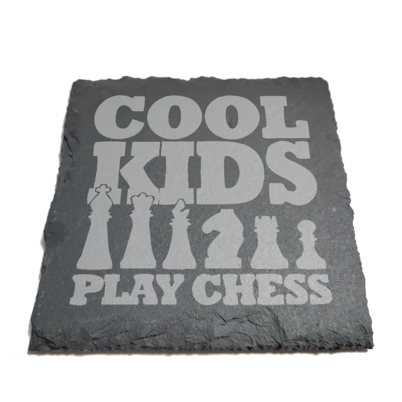 

Cool Kids Play Chess Natural Rock Coasters Black Slate for Mug Water Cup Beer Wine Goblet J221