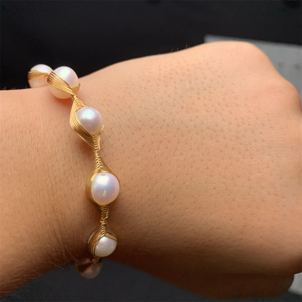 Trendy 14K Gold Twine White Pearl Beads Cuff Bracelet Open Pretty Handmade Chain Bracelets for Woman Charm Girl's Gift Jewelry
Trendy 14K Gold Twine White Pearl Beads Cuff Bracelet Open Pretty Handmade Chain Bracelets for Woman Charm Girl's Gift Jewelry