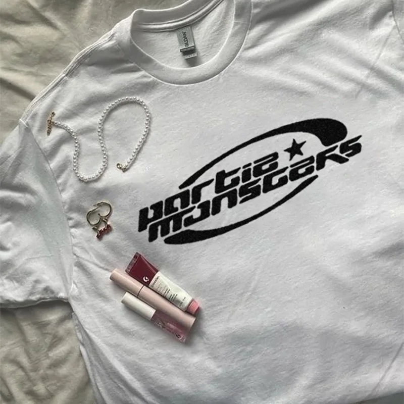 Кроп-Топ женский в стиле Харадзюку, с коротким рукавом и надписью 
Кроп-Топ женский в стиле Харадзюку, с коротким рукавом и надписью